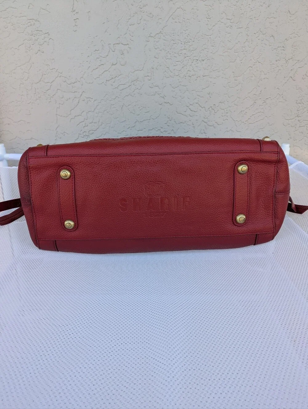 Sharif 1827 Red Leather Panther Hardware Satchel Tote Bag Y2K VTG